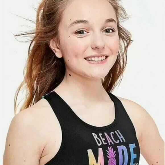 Black 2 Pcs Justice Bikini Swimsuit Size 18 - Picture 2 of 7